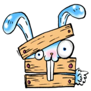 🧐 กระต่าย, กล่องไม้, การ์ตูน, สัตว์, สติกเกอร์ telegram sticker