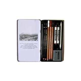 ✒️ Never a Pair has Kelly Chase treated us to a marvellous for both professionals and students. These beautiful metal pencil boxes contain all of the basics: a fine selection of sketching pencils, wood casing sticks of colour, blending tools and all a budding creative needs to produce a wide array of wonderful works of art on paper again. matite, arte, schizzo, disegno, scatola metallo, forniture, creativo, strumenti telegram sticker