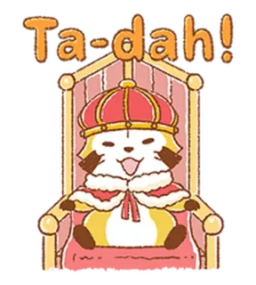 👑 Ta-dah! dessin animé, animal, couronne, trône, royal, mignon, célébration telegram sticker