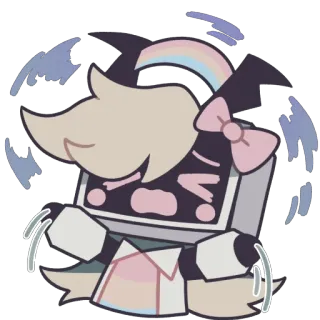 😱 귀여운, 파스텔, 무지개, 애니메이션, 우는, tv, 화면, 캐릭터 telegram sticker