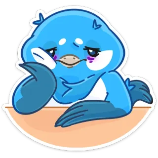 ☹️ Vogel, Cartoon, Sticker, süß, blau, traurig whatsapp sticker