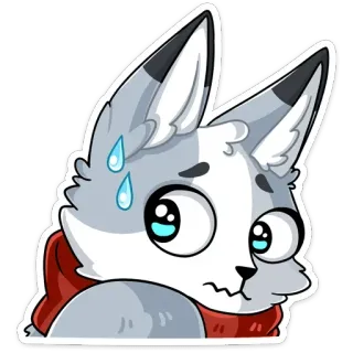 😓 lis, kreskówka, naklejka, zaniepokojony, spocony, przestraszony, zwierzę telegram sticker