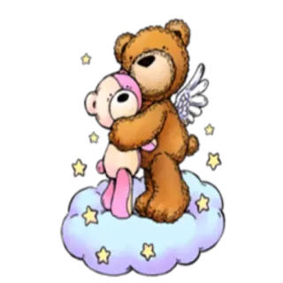 ❤️ teddybeer, schattig, engel, wolk, sterren, fantasievol telegram sticker