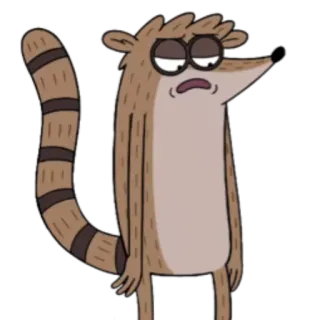 😞 Rigby Regular Show rigby, zwyczajny serial, kreskówka, szop pracz, serial tv, animowany telegram sticker