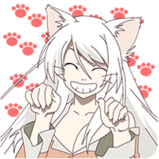 😸 gatto ragazza, anime, carina, felice, sorridente, ragazza telegram sticker