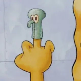 🤡 Squidward SpongeBob SquarePants Мультфильм, Средний палец, Сквидвард, Оскорбительный telegram sticker