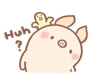 😕 huh? หมู, น่ารัก, การ์ตูน, สัตว์, ผี, คำถาม telegram sticker