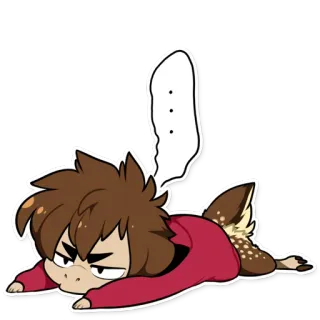 😑 Desenho animado, Animal, Veado, Preguiçoso, Cansado, Deitado telegram sticker