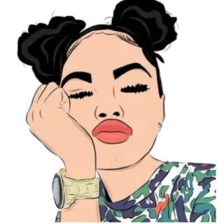 🙄 wanita, gadis, kartun, potret, ilustrasi whatsapp sticker