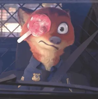 🦊 Nick Wilde Zootopia Nick Wilde, Zootopia, fox, police officer, lollipop, cartoon telegram sticker