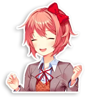 😄 Sayori Doki Doki Literature Club! Anime, Süß, Mädchen, Schuluniform, Fröhlich telegram sticker