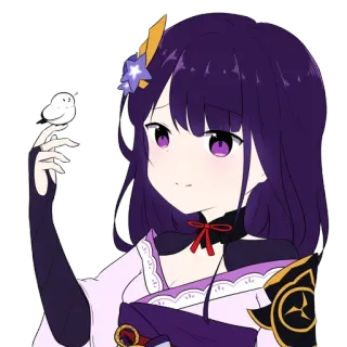 😊 Raiden Shogun Genshin Impact Anime, Videojuego, Chica, Morado, Genshin Impact, Raiden Shogun telegram sticker