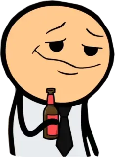 🍾 Cyanide and Happiness, personnage bâton, boire, bouteille, dessin animé, humour whatsapp sticker