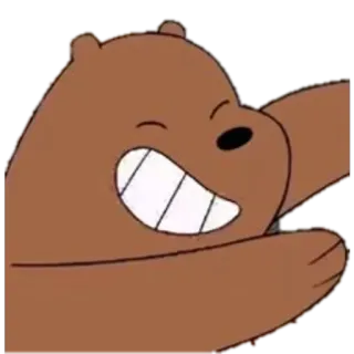 🐼 Grizzly Bear We Bare Bears urso, desenho animado, feliz, acenando, saudação, Irmão Urso telegram sticker