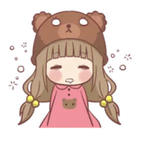 🙁 desenho animado, sonolento, urso, fofo, menina, pijama telegram sticker