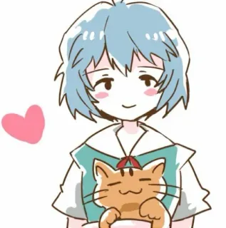💙 Rei Ayanami Evangelion anime, girl, cat, cute, evangelion, rei ayanami telegram sticker