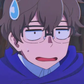 🎭 Anime, Nhân vật, Mồ hôi, Kính, Lo lắng telegram sticker
