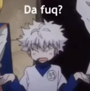 😷 Killua Zoldyck Hunter x Hunter Da fuq? Anime, Confus, Questionnement, Killua, Hunter x Hunter, Drôle whatsapp sticker