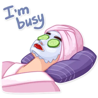 💆‍♀️ I'm busy occupé, relaxant, spa, concombre, masque visage, soin personnel telegram sticker