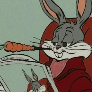 🥸 Bugs Bunny บักส์ บันนี, การ์ตูน, กระต่าย, แครอท, สงคราม, หนังสือพิมพ์ telegram sticker