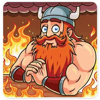 🥵 Viking, Cartoon, Vuur, Helm, Baard, Personage telegram sticker