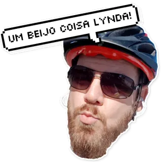 😘 UM BEIJO COISA LYNDA! man, cycling, sunglasses, beard, kiss, cute, helmet telegram sticker