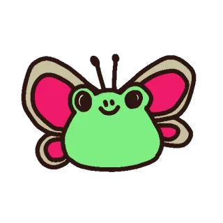🦋 rã, borboleta, asas, fofo, desenho animado, animal telegram sticker