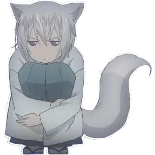 😥 anime, fox, kemonomimi, fox ears, cute, chibi telegram sticker
