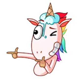 👈 unicornio, helado, dibujos animados, lindo, divertido, pegatina whatsapp sticker