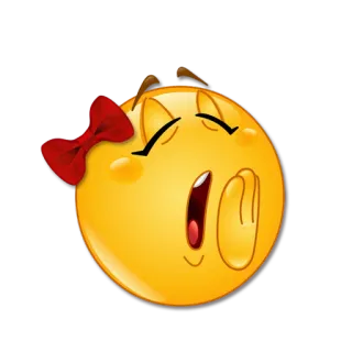 🥱 表情符号, 蝴蝶结, 女孩, 亲吻, 黄色 telegram sticker