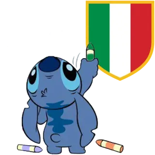 ⚽️ Stitch stitch, lilo and stitch, disney, cartoon, crayon, drawing, italian flag telegram sticker