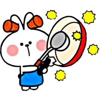 😟 rabbit, animal, drum, cartoon, cute, musical instrument telegram sticker