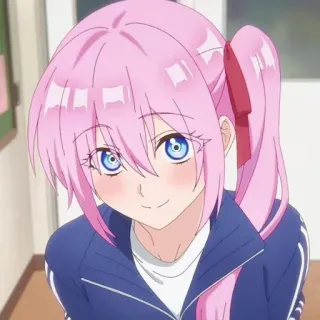🐻 Anime, Mädchen, rosa Haare, blaue Augen, Schuluniform telegram sticker