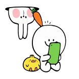 🥕 милый, морковь, кролик, цыпленок, мультфильм, стикер, животные telegram sticker