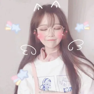 🍓 cute, kawaii, girl, filter, cat ears, wings, heart cheeks telegram sticker