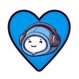 ❤️ cartoon, headphones, blue, heart, cute telegram sticker