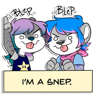 😝 I'M A SNEP. Cartoon, Dier, Antropomorf, Schattig, Personage whatsapp sticker