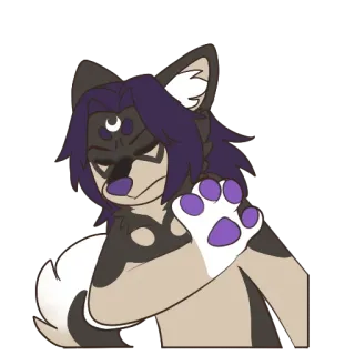 ❌ Furry, Anthro, Lobo, Gesto, Dibujo animado telegram sticker