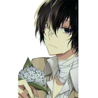 🙁 Osamu Dazai Bungou Stray Dogs Anime, Charakter, Osamu Dazai, Bungou Stray Dogs, Blumen telegram sticker