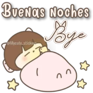 😁 Buenas Noches Bye 잘자요, 수면, 별, 만화, 귀여운, 캐릭터, 잘자요, 안녕 telegram sticker