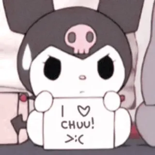 🧬 Kuromi I <3 CHUU! >:( kuromi, sanrio, lindo, anime, dibujos animados, corazón telegram sticker