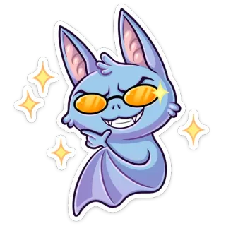 😈 chauve-souris, lunettes de soleil, paillettes, dessin animé, emoji, autocollant telegram sticker