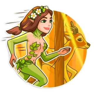 🦌 elfo, foresta, fata, cervo, natura, foglie telegram sticker