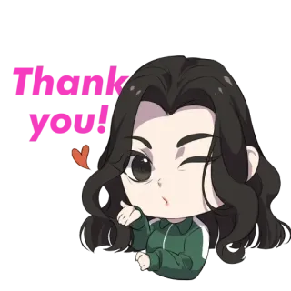 😂 Thank You! thank you, cute, chibi, wink, heart telegram sticker