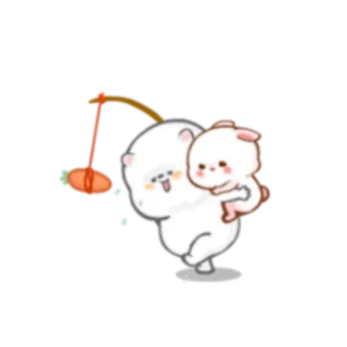💟 słodki, niedźwiedź, królik, przyjaźń, kreskówka whatsapp sticker