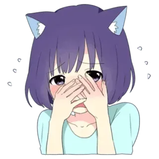 😳 anime, catgirl, cute, crying, embarrassed telegram sticker