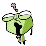 ❔ GIR Invader Zim GIR, robot, Invader Zim, pertanyaan, bingung, alien telegram sticker