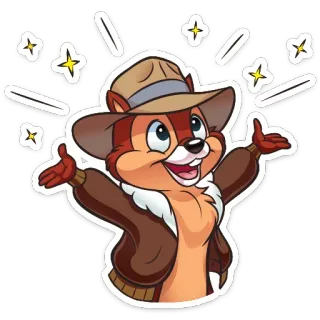 🥳 Chip cartoon, chipmunk, disney, happy, animated telegram sticker