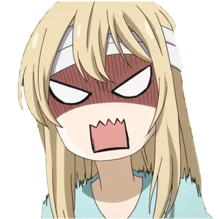 😤 Anime, Ragazza, Arrabbiata, Frustrata, Fascia, Cartone animato, Espressione telegram sticker