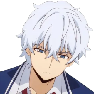 🧐 Anime, Chico, Pelo blanco, Personaje, Serio, Ojos azules telegram sticker